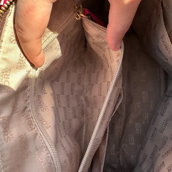 Michael Kors Ciara Large Satchel – Signature Logo Canvas & Hot Pink Leather - Picture 10 of 14